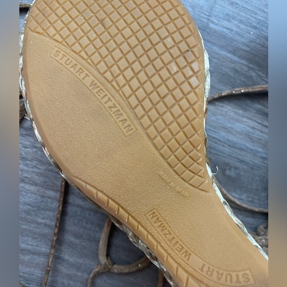 Stuart Weitzman strapped nudist curved wedged sandals - Picture 5 of 8